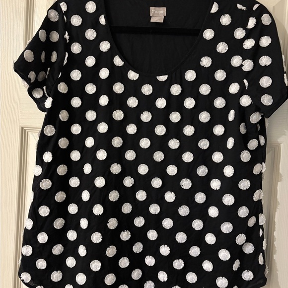 Chico's Tops - Chico's Boxy Black and White Short Sleeve Blouse Size 0